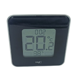 Elektroniczny higrometr` termometr`  czarny z Min / Max pamięć i zegar